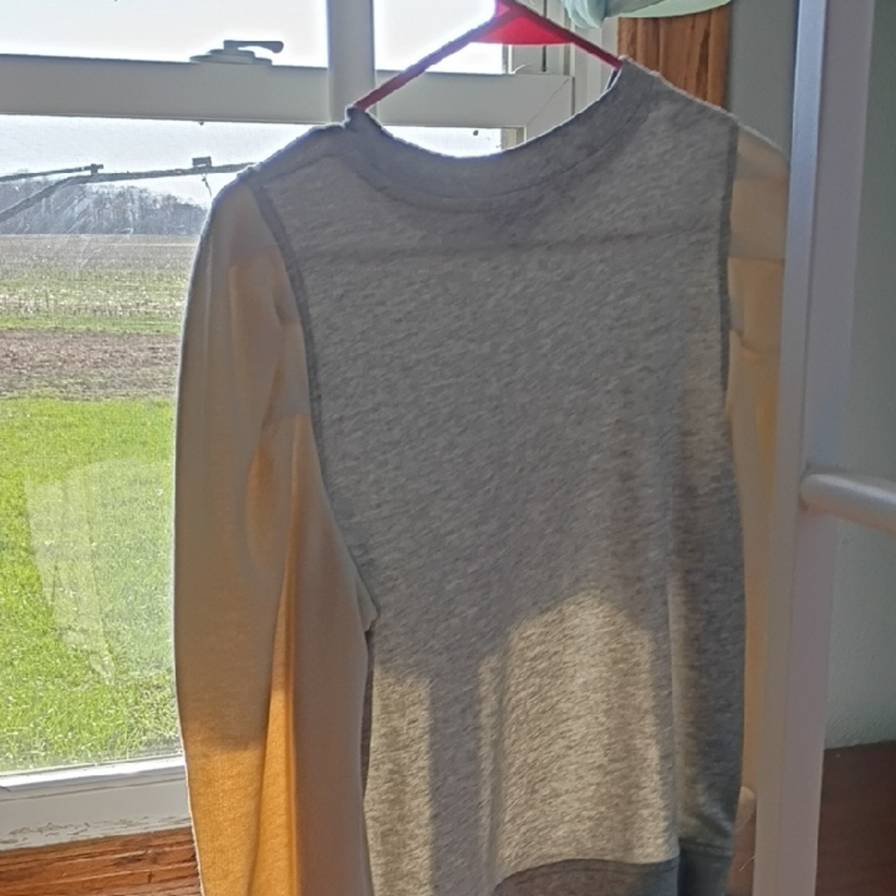 Gray and Cream Long Sleeve Top